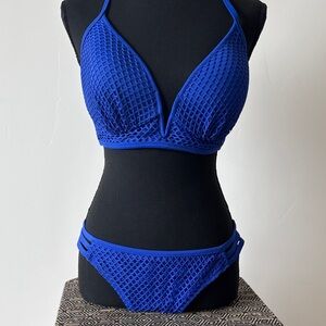 Shade & Shore Vibrant Blue Textured Bikini